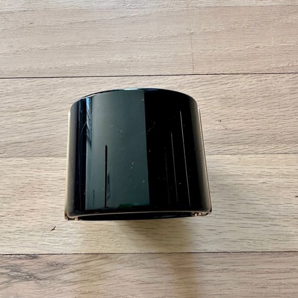 CHANEL Black Resin Crystal and Faux Pearl CC Wide Cuff Bracelet - Picture 8 of 10